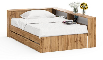 Ксения Кровать с ящиками 1200 + прикроватный блок, дуб вотан