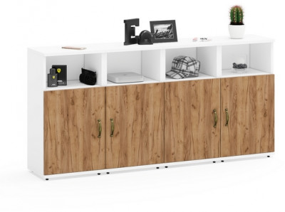 Лидер-8 Тумба МД 3.19 4 шт., цвет белый шагрень/крафт золото, ШхГхВ 160х30х75 см., универсальная сборка