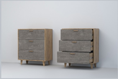 Эго Комод К-3 НГ (Камень Темный/Дуб Крафт Золотой)