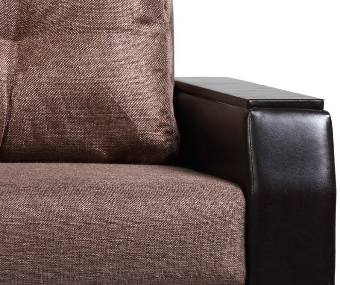 Диван-еврокнижка Атлант 160х195, рогожка/экокожа, коричневый