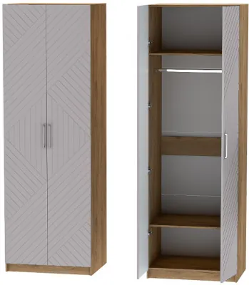 Шкаф двухдверный №1 "Иннэс-7" - Крафт золотой/Грэй софт