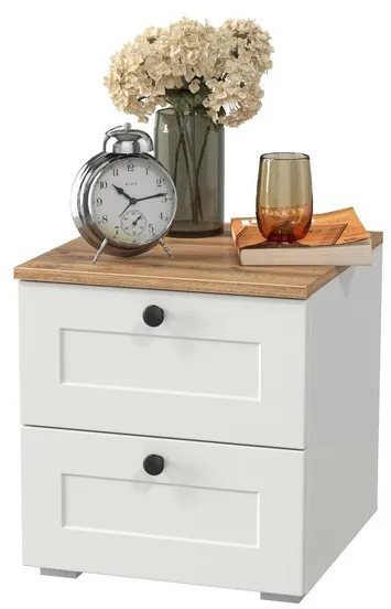 Остин 16.152 Тумба прикроватная, цвет белый шагрень/дуб крафт золотой, ШхГхВ 40х41,9х43,9 см.