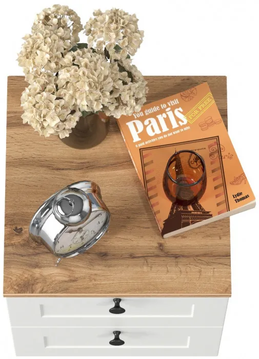 Остин 16.152 Тумба прикроватная, цвет белый шагрень/дуб крафт золотой, ШхГхВ 40х41,9х43,9 см.