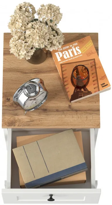 Остин 16.152 Тумба прикроватная, цвет белый шагрень/дуб крафт золотой, ШхГхВ 40х41,9х43,9 см.