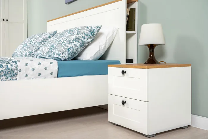 Остин 16.152 Тумба прикроватная, цвет белый шагрень/дуб крафт золотой, ШхГхВ 40х41,9х43,9 см.