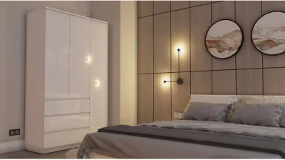 Модульная спальня Челси, комплектация 2 (Белый глянец, Белый)