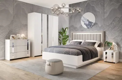 Модульная спальня "Харди", композиция 2 - Белый текстурный/Ясень белый