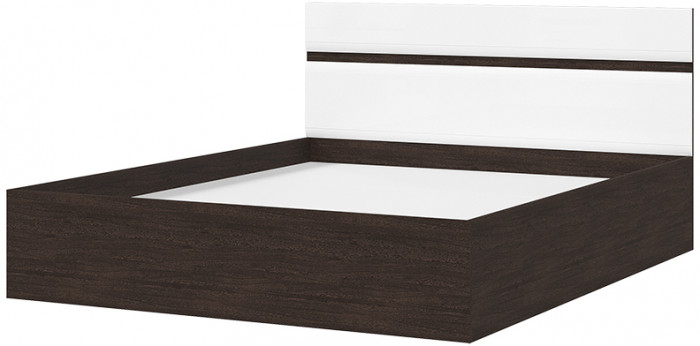 ЛИБЕРТИ КР 02 Кровать 1,6 (1632х900х2032) Фасад МДФ БЕЛЫЙ ГЛЯНЕЦ/Корпус ВЕНГЕ