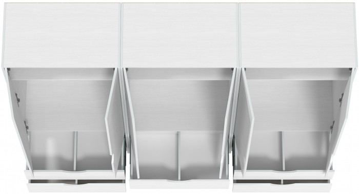 КР100 Уна 13.327 Три шкафа для одежды, цвет белый(структура Поры дерева), ШхГхВ 251,4х49,7х205,3 см.