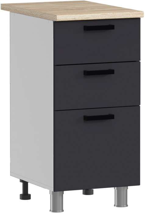 МК Аленушка Н3Я 400 Лаванда Сталь, скоба черный (со столешницей)