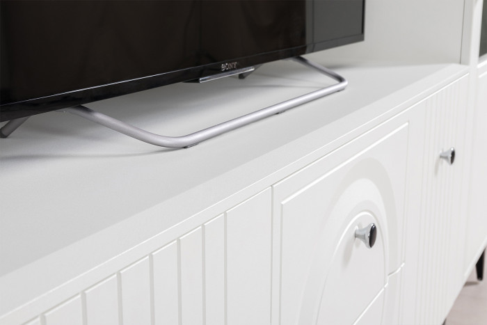 Валенсия Гостиная № 086, цвет ЛДСП белый шагрень/МДФ белый шагрень, ШхГхВ 405,3х38,3х225,2 см., универсальная сборка