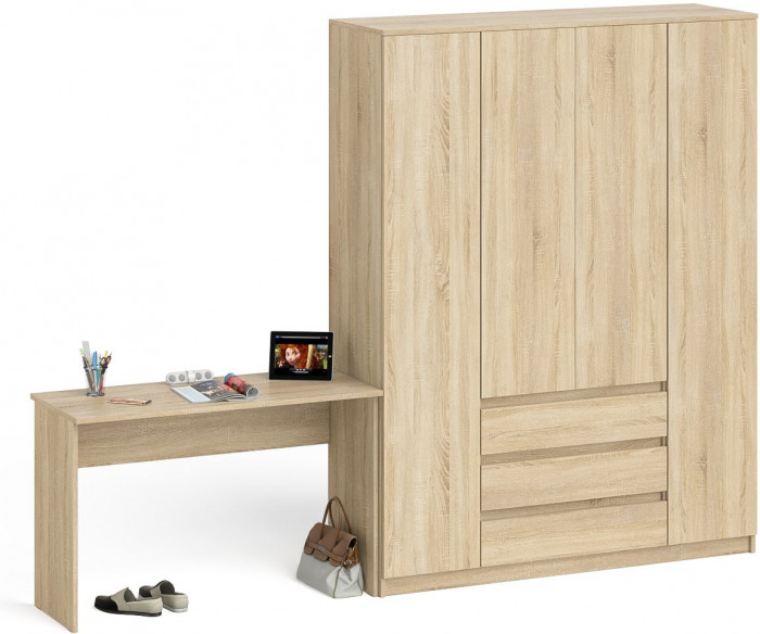 Мори письменный стол МСП1200.1 + Шкаф МШ1600.1, дуб сонома