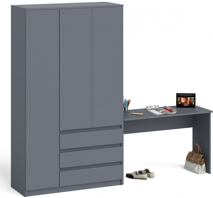 Мори письменный стол МСП1200.1 + Шкаф МШ1200.1, графит