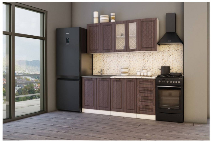 Кухня МДФ Агава 1600, антрацит