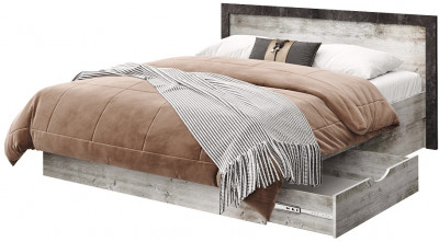 Кровать двуспальная 160х200 "Эстель-1" с ящиками - Сосна шале/Бетон спаркс