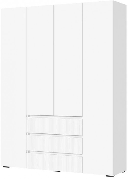 Хелен ШК 05 Шкаф 4х створчатый с ящиками (1600х2080х460) белый супермат, белый/белый