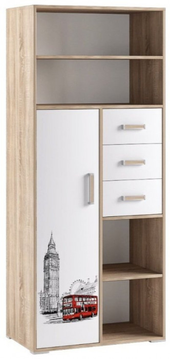 Модульная детская спальня Бланка, набор 2, Дуб сонома/Белый с фотопечатью