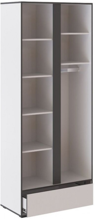 Асцелла Шкаф белый/графит серый