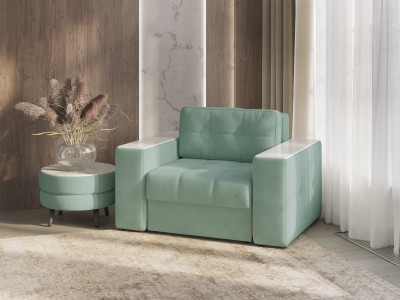 Кресло-кровать "Нави", Мятный/МДФ холст белый