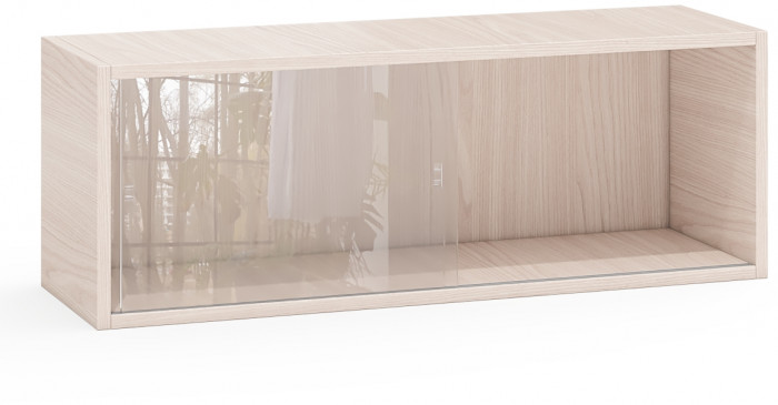 Полка книжная С-МД-КН01, цвет ясень шимо светлый, ШхГхВ 83х25х30 см., стеклянные дверцы