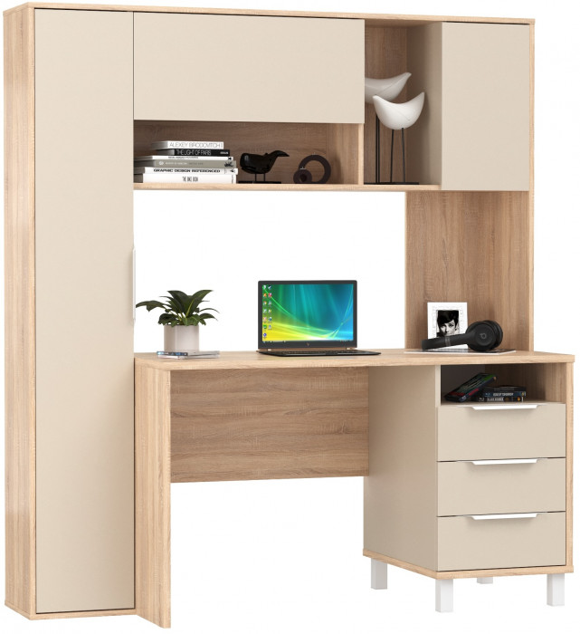 Стол компьютерный Комфорт 12.95N, цвет дуб сонома/сатин, ШхГхВ 162х60,3х180 см., НЕ универсальная сборка (Стол рабочий)