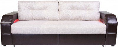 Диван-еврокнижка Манчестер, пружинный блок, 150х195,  рогожка/экокожа коричневый