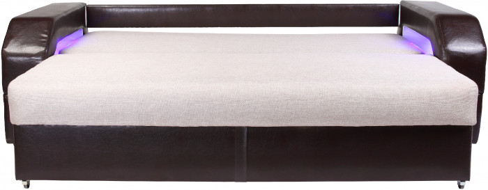 Диван-еврокнижка Манчестер, пружинный блок, 150х195,  рогожка/экокожа коричневый