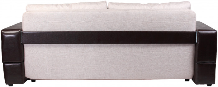 Диван-еврокнижка Манчестер, пружинный блок, 150х195,  рогожка/экокожа коричневый