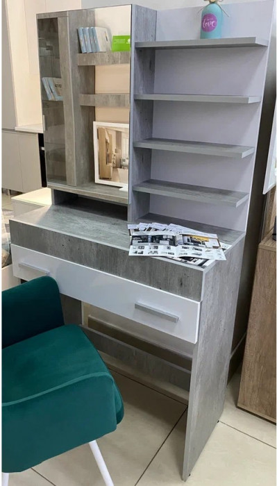 Столик туалетный Инстайл СТ-01, бетон/белый