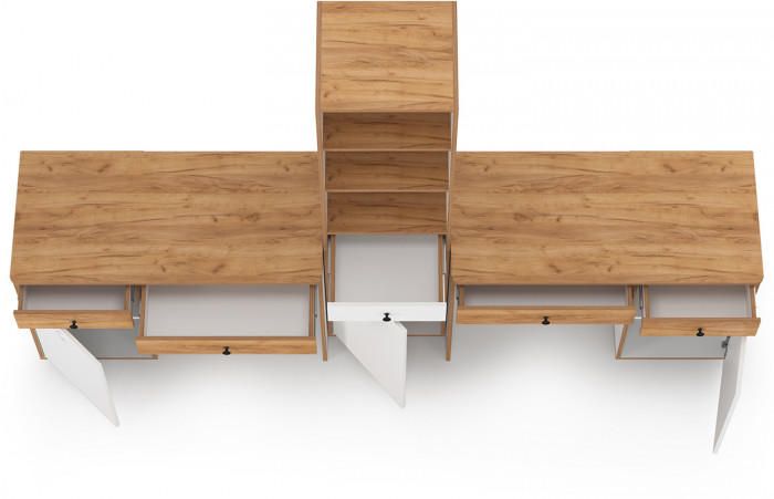 Вуди Компоновка № 10, цвет белый премиум/дуб крафт золотой, ШхГхВ 265х52,7х180,3 см., универсальная сборка