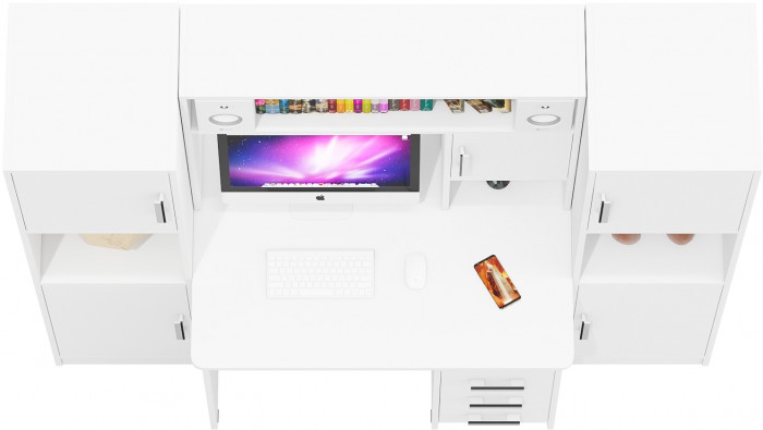 С-МД-СК9 Компоновка № 02, цвет белый шагрень, ШхГхВ 188х70х160 см., НЕ универсальная сборка