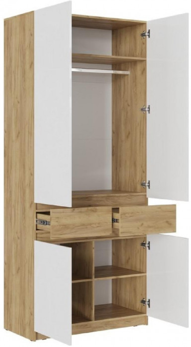 Шкаф двухстворчатый (Графит, Крафт золотой)