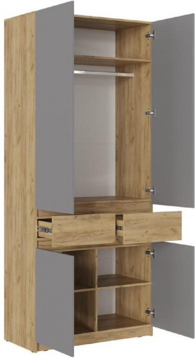 Шкаф двухстворчатый (Графит, Крафт золотой)