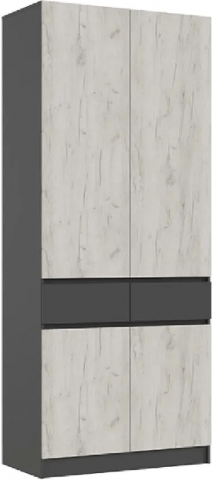 Шкаф двухстворчатый (Графит, Крафт золотой)