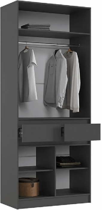 Шкаф двухстворчатый (Графит, Крафт золотой)