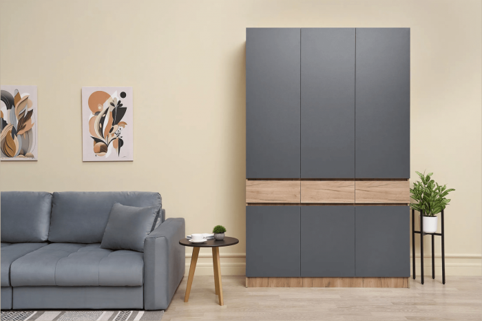 Прихожая Шкаф 3-х ств (Дуб крафт/Графит) (Дуб крафт/ Графит)