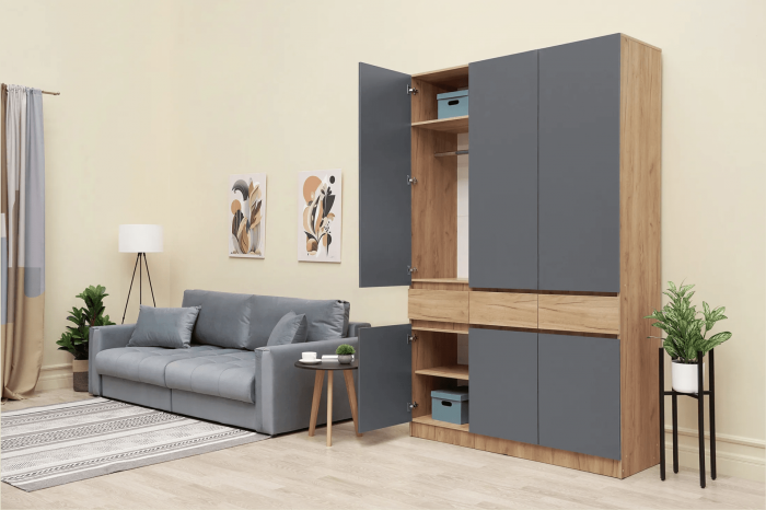 Прихожая Шкаф 3-х ств (Дуб крафт/Графит) (Дуб крафт/ Графит)