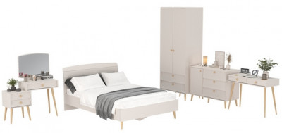 Афина Спальня 09-1400, цвет кашемир серый, сп.м. 1400х2000 мм., б/м, основание есть - фанера