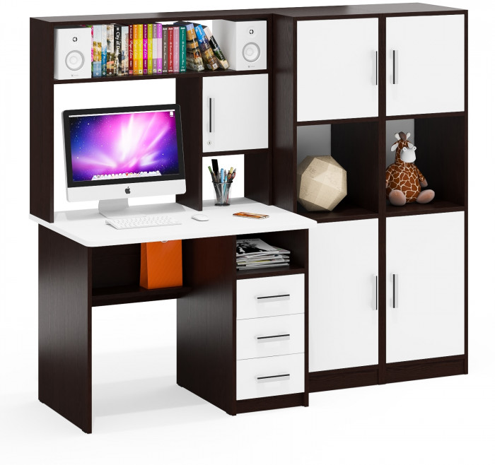 С-МД-СК9 Компоновка № 02, цвет венге/белый шагрень, ШхГхВ 188х70х160 см., НЕ универсальная сборка