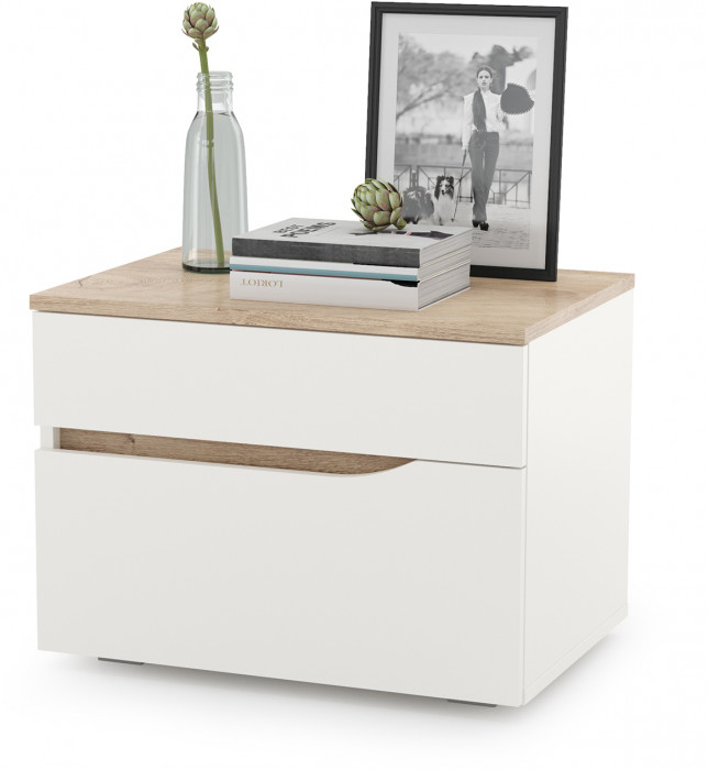 Муссон Кровать 11.28 + подъёмный ортопед + Тумба 16.03 + Тумба ТВ 13.276, цвет белый/чёрный/дуб эндгрейн элегантный/кожзам белый, 1600х2000 мм., б/м