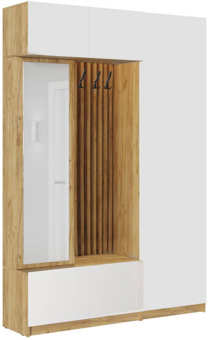 Модульная прихожая Роджина, композиция 1 (Графит, Дуб Крафт Золотой)