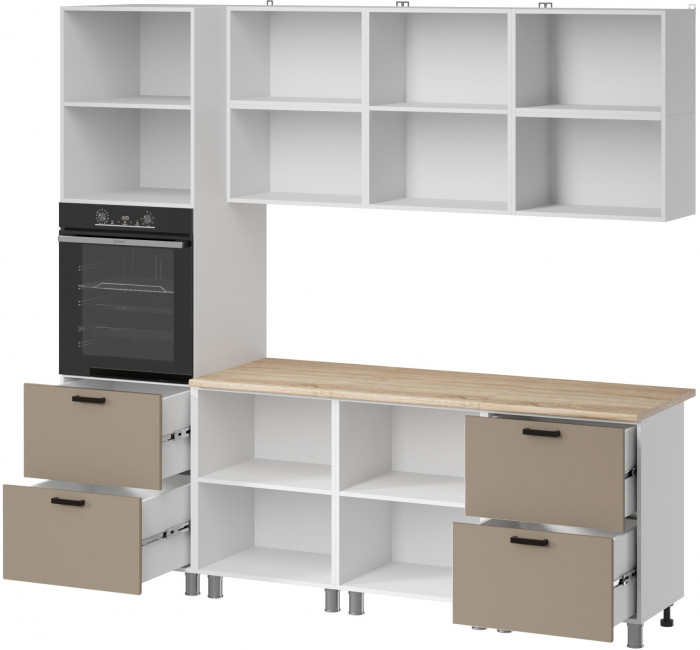 МК Аленушка 2,4м Орешник Матовый Вижен,скоба черный,сонома