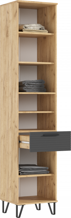 Флэш Прихожая Пенал открытый (Браш Графит, Дуб Крафт)