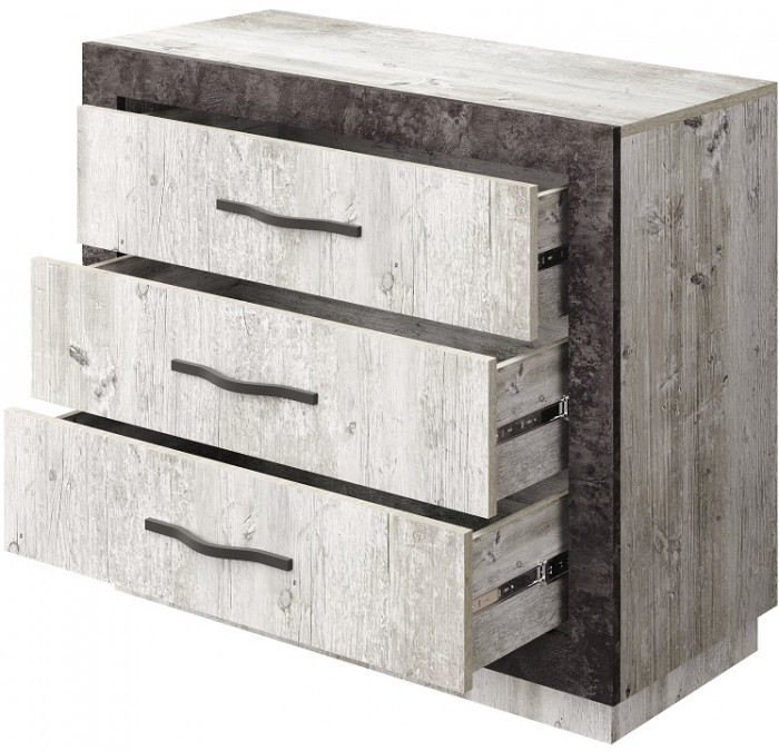 Комод с 3-мя ящиками "Эстель" - Сосна шале/Бетон спаркс