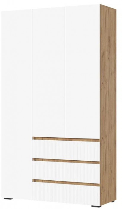 Хелен ШК 06 Шкаф 3х створчатый (1200х2080х460) белый супермат, белый/дуб крафт золото