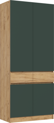 Шкаф 2-х створчатый, Дуб крафт/Изумрудный