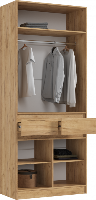 Шкаф 2-х створчатый, Дуб крафт/Изумрудный