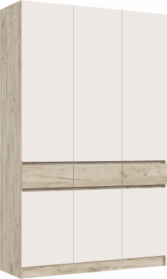 Шкаф 3-х створчатый, Дуб крафт серый/Кашемир