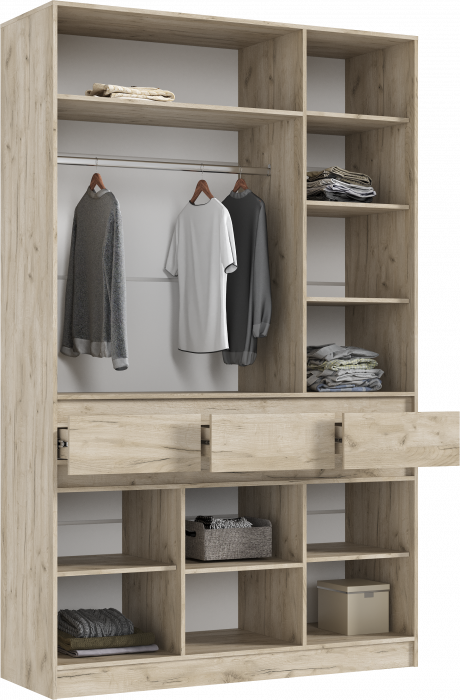 Шкаф 3-х створчатый, Дуб крафт серый/Кашемир