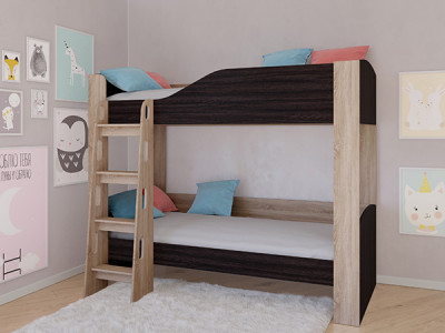 Кровать двухъярусная АСТРА 2 Сонома/Венге без ящика